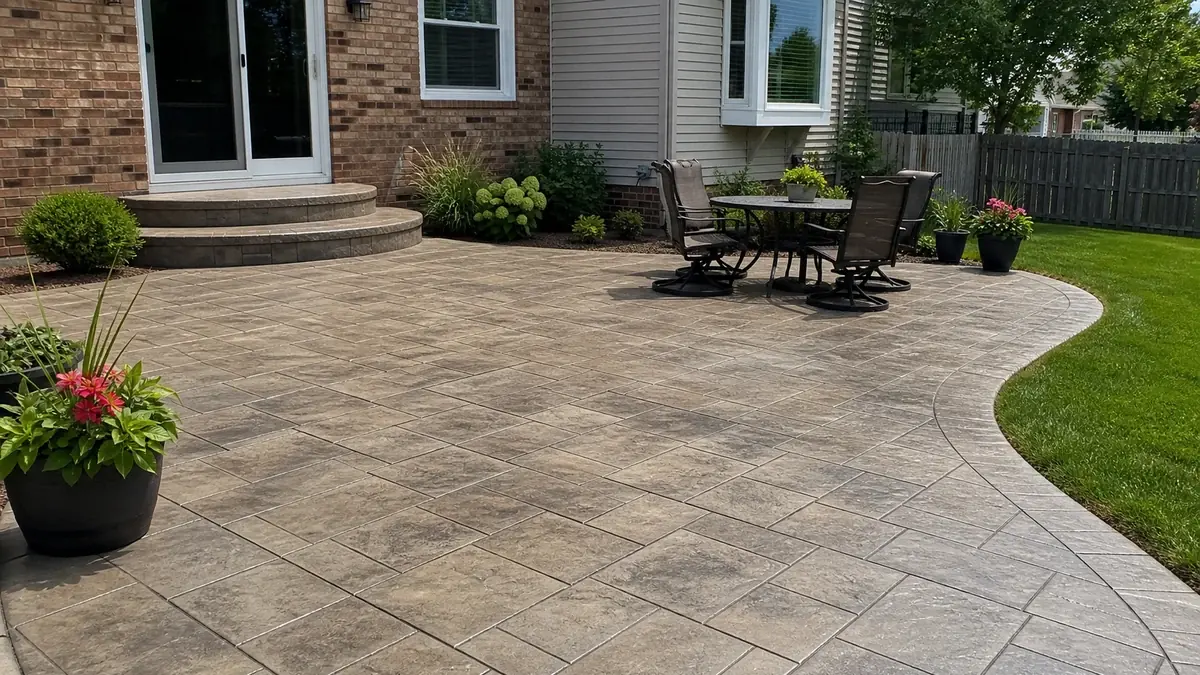 Illustrative concrete patio surface used to explain preparation and finish choices for Kenosha homeowners