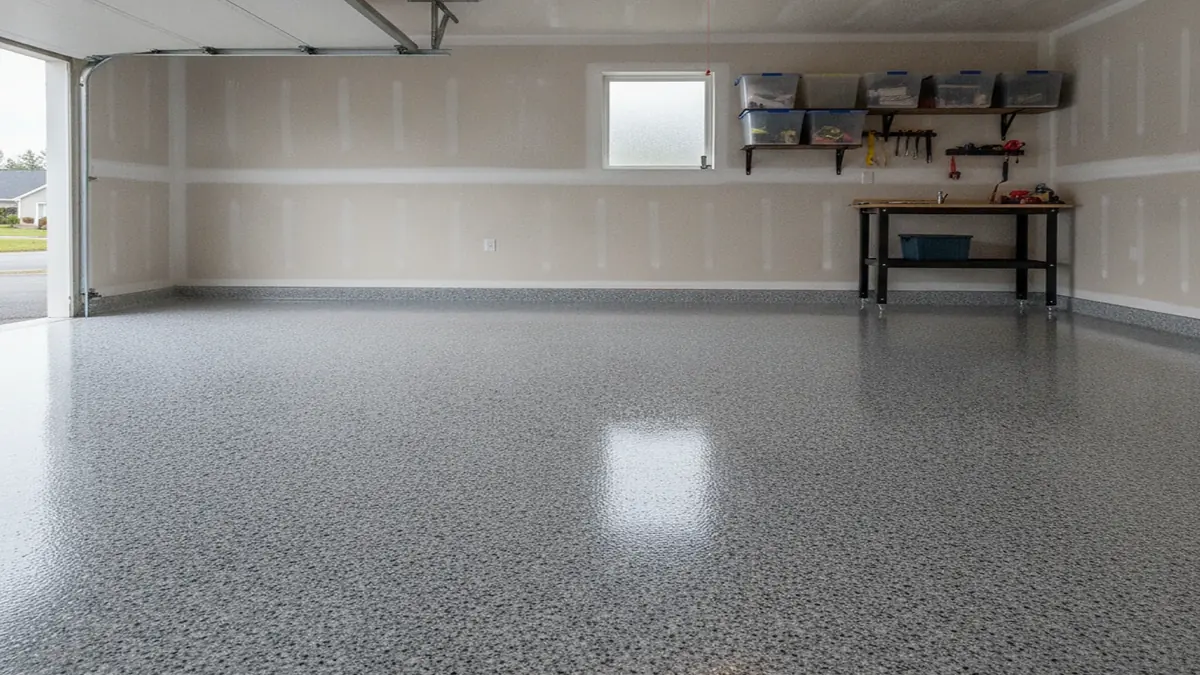 Illustrative epoxy flooring surface used to explain preparation and finish choices for Kenosha homeowners